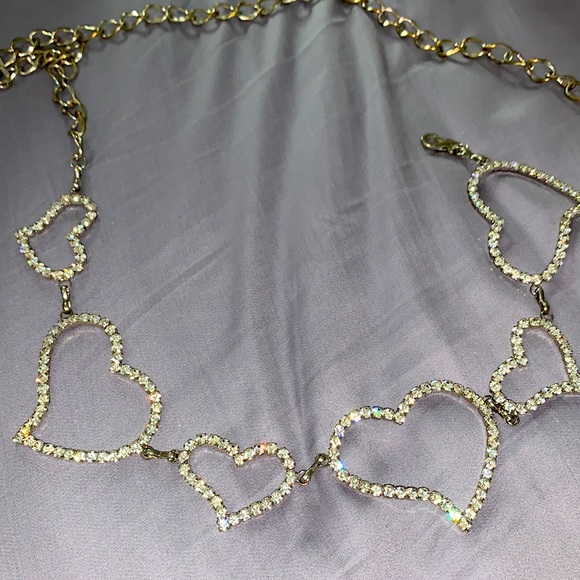 Rhinestone hipster heart ❤️❤️ belt - Picture 2 of 4